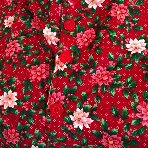Vintage Handmade Holiday Poinsettia Smock … - Picture 8 of 10